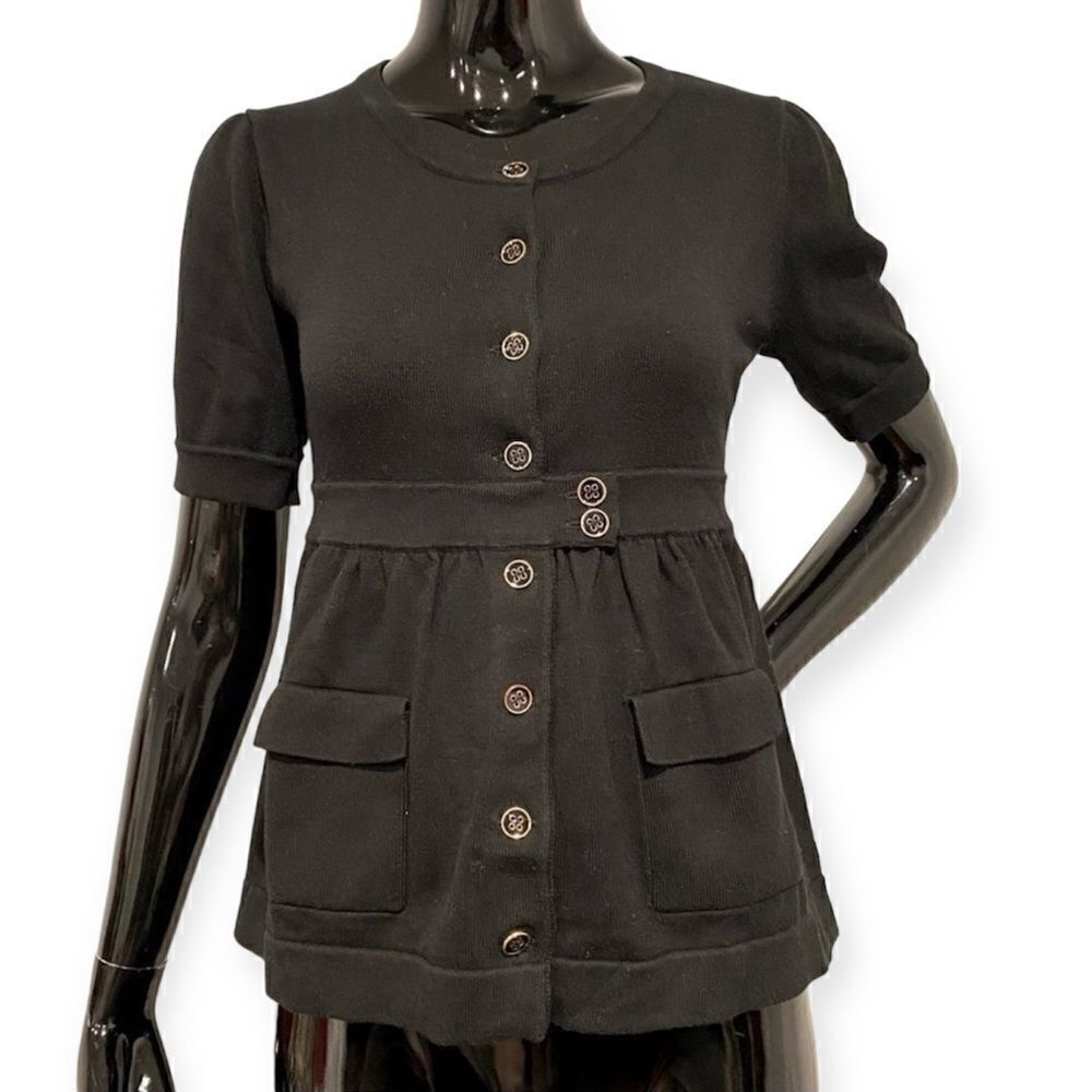 525 America Black/Gold Button Cardigan Size Small